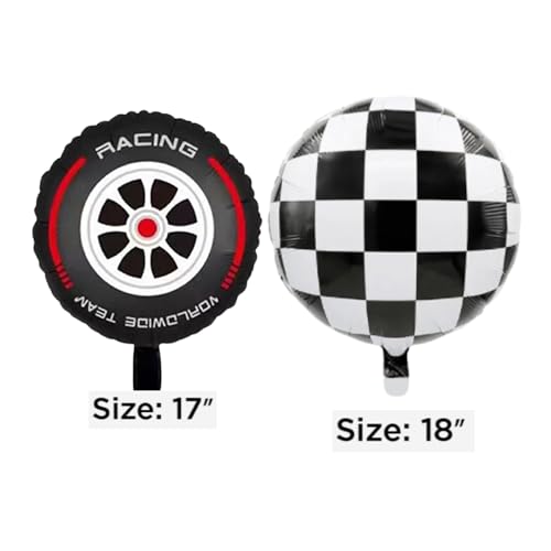FI - FLICK IN 5 Pcs Race Car Theme Birthday Party Decorations, Car Foil Balloons, Two Fast Speedy racing car Decoration, Black and White Checkered Balloons, Cars Party Decor(Pack Of 5, Multicolor) - Image 2