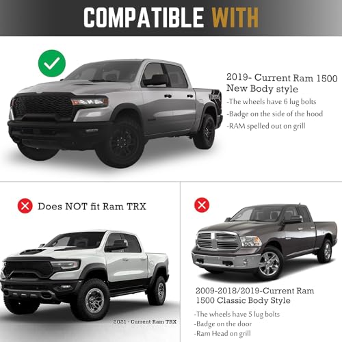 RMOURTEKK Mud Flaps Compatible with Dodge Ram 2025 2024 2019-2023 Ram 1500 (New Body Style) with OEM Fender Flares Custom Front Mud Guard Set (2pcs-Set)（Except TRX Edition） - Image 2