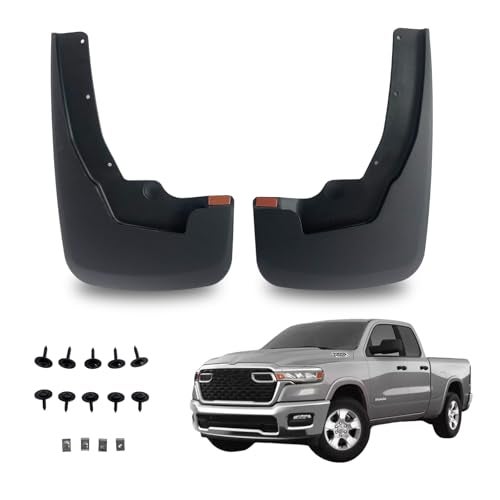 RMOURTEKK Mud Flaps Compatible with Dodge Ram 2025 2024 2019-2023 Ram 1500 (New Body Style) with OEM Fender Flares Custom Front Mud Guard Set (2pcs-Set)（Except TRX Edition） - Image 1