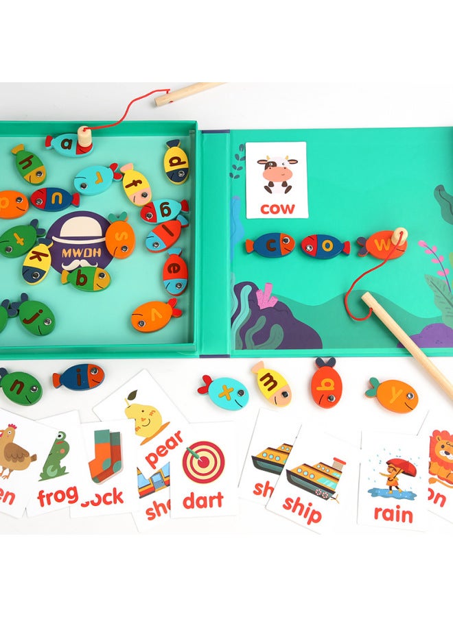 Early Education Wooden Multifunctional Magnetic Fishing Children Enlightenment English Word Letter Cognitive Interactive Toy-Color:YF-fishing Spelling 0.45 - Image 3
