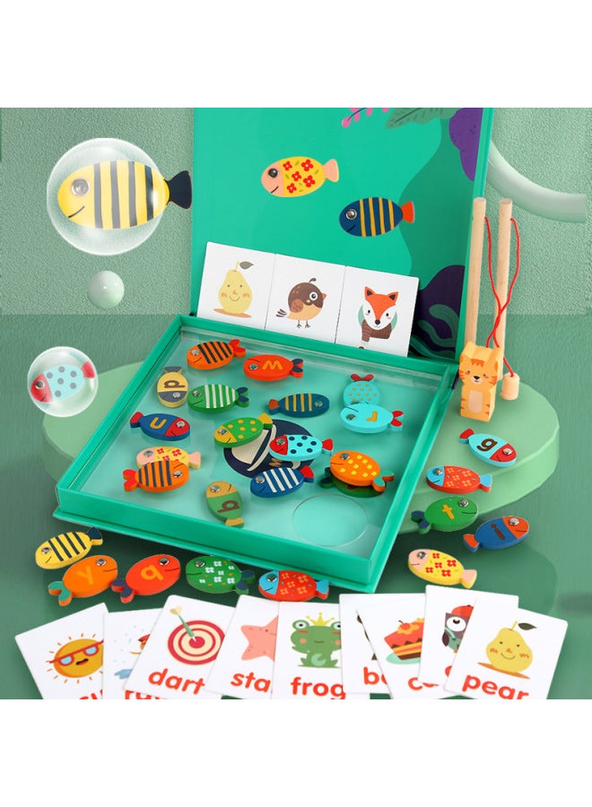 Early Education Wooden Multifunctional Magnetic Fishing Children Enlightenment English Word Letter Cognitive Interactive Toy-Color:YF-fishing Spelling 0.45 - Image 2