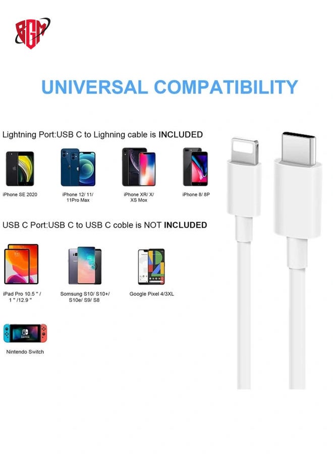 BGM - iPhone 14 Fast Charger [Apple MFi Certified ] Apple Fast Charging Block 20W PD USB-C Wall Charger 6FT USB C to Lightning Cables Compatible with iPhone 14/13/ Plus/12/Pro/11/Pro Max,iPad (White) - Image 1