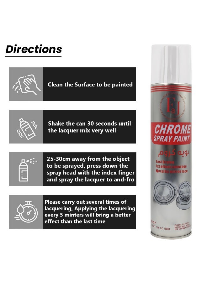 FAJ Chrome Spray Paint 350ml Aluminum Spray Enamel, High Gloss Chrome Effect Model K057 - Image 2