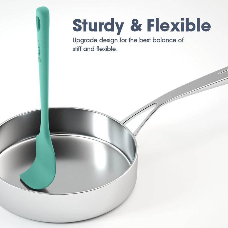 ChefAide 5 Pieces Silicone Spatula Set, Food Grade Rubber Spatula, Upgrade Strong Handle with Ergonomic Grip, Heat Resistant Up to 600Â°F for Nonstick Cookware, Cooking Mint - Image 3