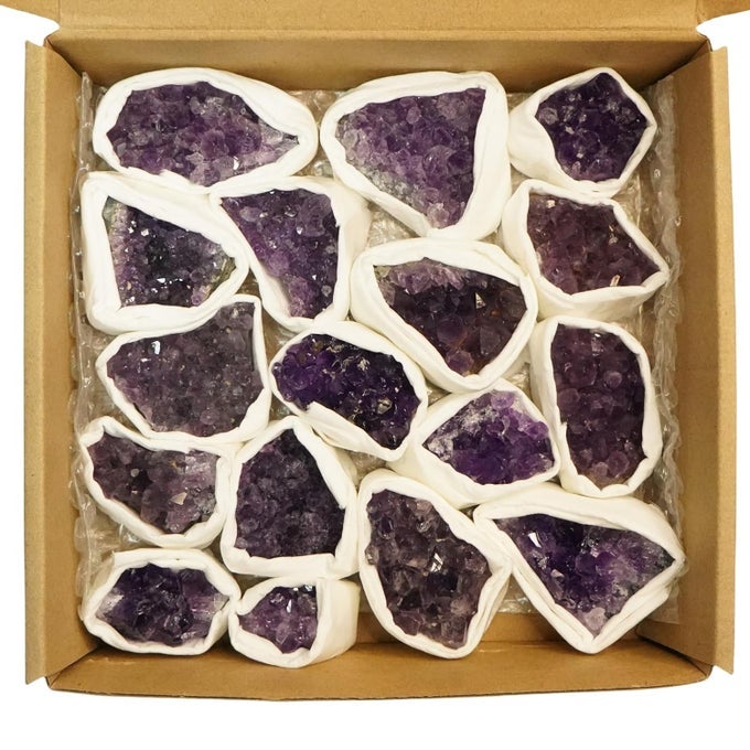 AMETHYST CLUSTERS 1.2LB DEEP PURPLE NATURAL RAW AMETHYST ROCK HEALING CRYSTAL QUARTZ BOX OF GEODES 10-20 PCS