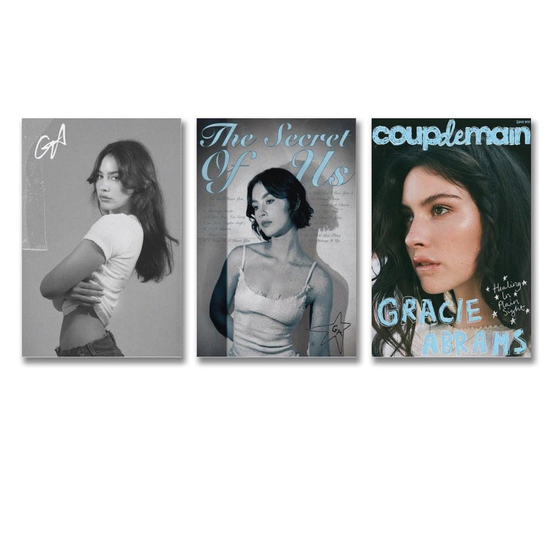 Home Trove تروفي المنزل مجموعة من 3 ملصقات غرايسي أبرامز فن الجدران ملصقات قماشية ديكور جمالي ملصقات مطبوعة 08x12 بوصة (20x30 سم) - 3 قطع نمط - Image 1