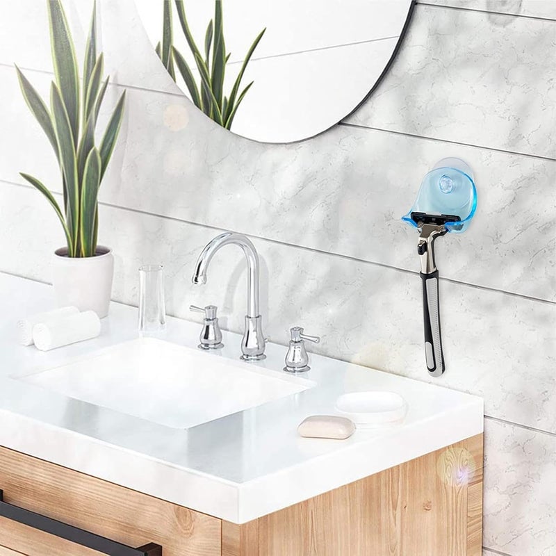 Razor Hanger for Shower | Clear Removable Suction Cup,Damage Free Wall Hooks for Bathroom Kitchen Towel Loofah Sponge Key Shaver Bathrobe Wreath - Image 3