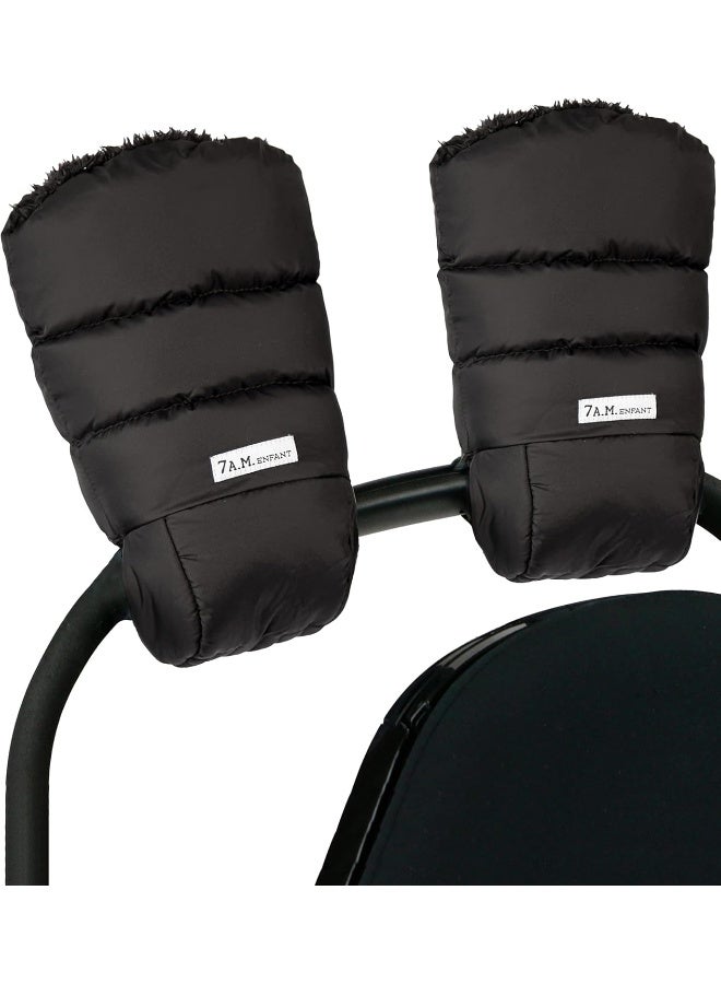 7 A.M. 7 A.M. Enfant Warmmuffs Stroller Gloves with Universal Fit (Black Plush) - Image 1