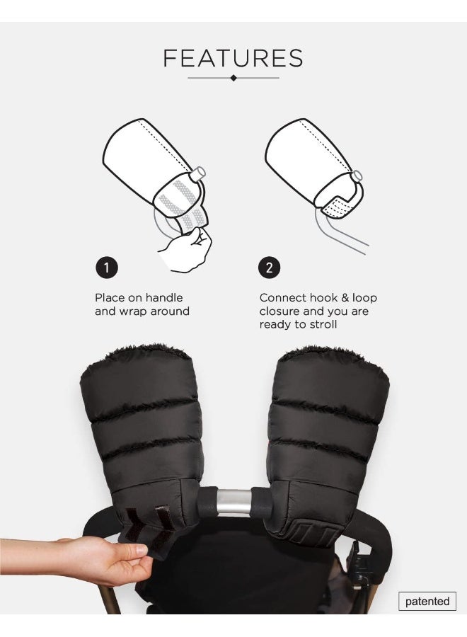 7 A.M. 7 A.M. Enfant Warmmuffs Stroller Gloves with Universal Fit (Black Plush) - Image 4