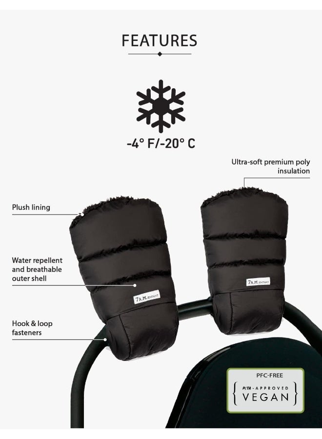 7 A.M. 7 A.M. Enfant Warmmuffs Stroller Gloves with Universal Fit (Black Plush) - Image 3