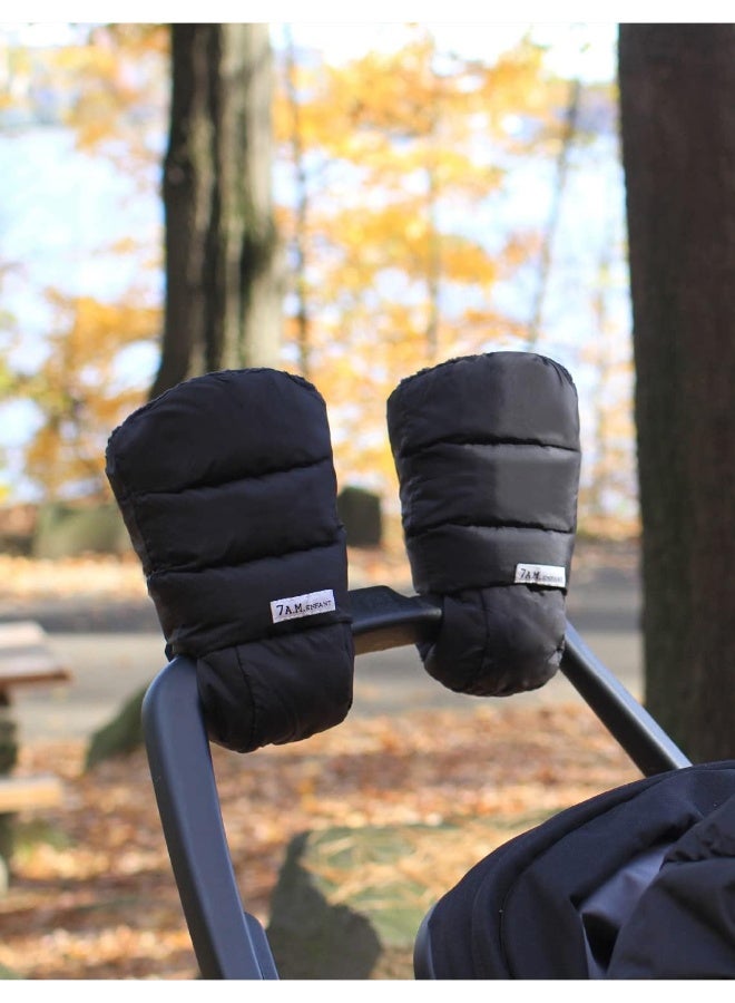 7 A.M. 7 A.M. Enfant Warmmuffs Stroller Gloves with Universal Fit (Black Plush) - Image 2