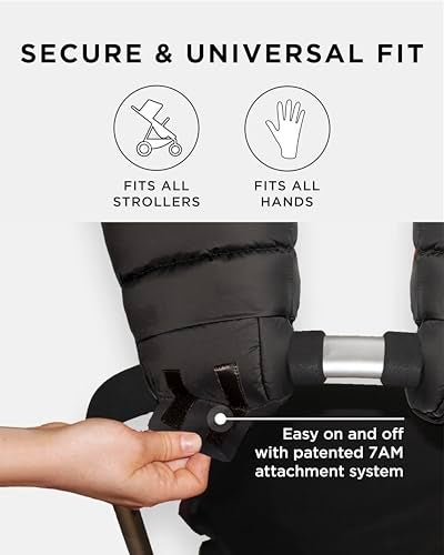 7 A.M 7AM Enfant Stroller Warmmuffs Gloves - Anti-Freeze Stroller Mittens for Handlebars, Water Repellent Hand Warmer Muff for Cold Weather, Plush Lined Stroller Warmmuffs | Winter Stroller Accessories - Image 5