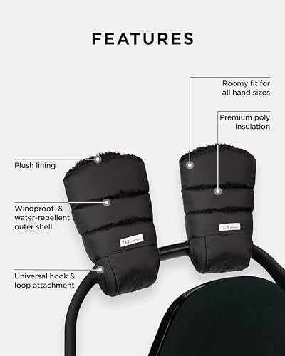 7 A.M 7AM Enfant Stroller Warmmuffs Gloves - Anti-Freeze Stroller Mittens for Handlebars, Water Repellent Hand Warmer Muff for Cold Weather, Plush Lined Stroller Warmmuffs | Winter Stroller Accessories - Image 3