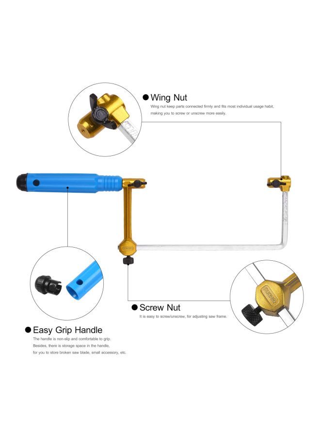 NIBEMINENT Adjustable U-Shaped Handsaw Blue/Gold/Silver 280millimeter  - Image 5