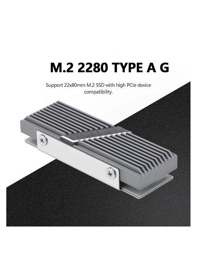 TR-M.2 2280 Type A G 2280 Heatsink for SSD Cooling M.2 2280 Heatsink Cooler, Aluminum, with 2 Thermal Conductivity, Desktop High Performance SSD Cooler (Gray) - Image 1