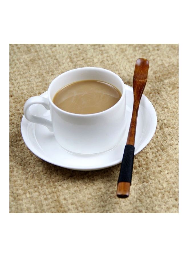 NIBEMINENT Wooden Sugar Eating Spoon Long Handle Brown  - Image 3