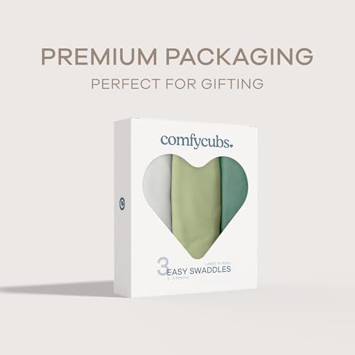 Comfy Cubs Easy Swaddle Blanket, 3 Pack - 100% Cotton Newborn Wrap, Large for 3-6 Months Infants, with Adjustable Velcro, Breathable and Durable Sleep Sack for Babies - Stone, Sage, Azul - Image 5