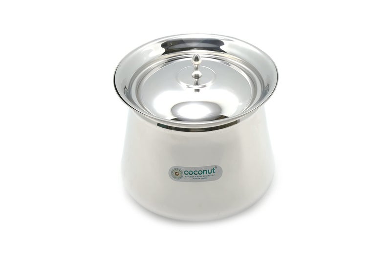 Coconut Stainless Steel Handi with Lid – Heavy Duty Casserole Pot for Indian Cooking, Gas & Induction Compatible, Mirror Finish, Rust-Resistant Cookware | Pack of 1 | 1850 ml - Image 2