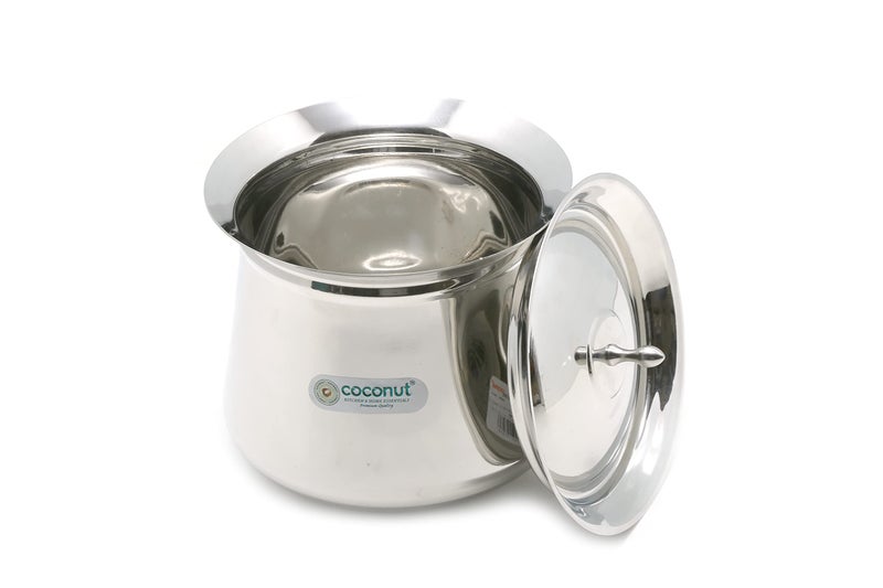 Coconut Stainless Steel Handi with Lid – Heavy Duty Casserole Pot for Indian Cooking, Gas & Induction Compatible, Mirror Finish, Rust-Resistant Cookware | Pack of 1 | 1850 ml - Image 3