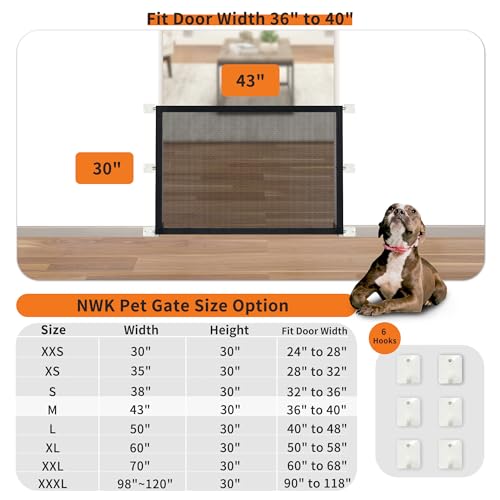 NWK Magic Dog Gate for Stairs Pet Gate for The House Providing a Safe Enclosure for Pets to Play and Rest, 6 Hooks Design (30'' X 43'') - Image 2