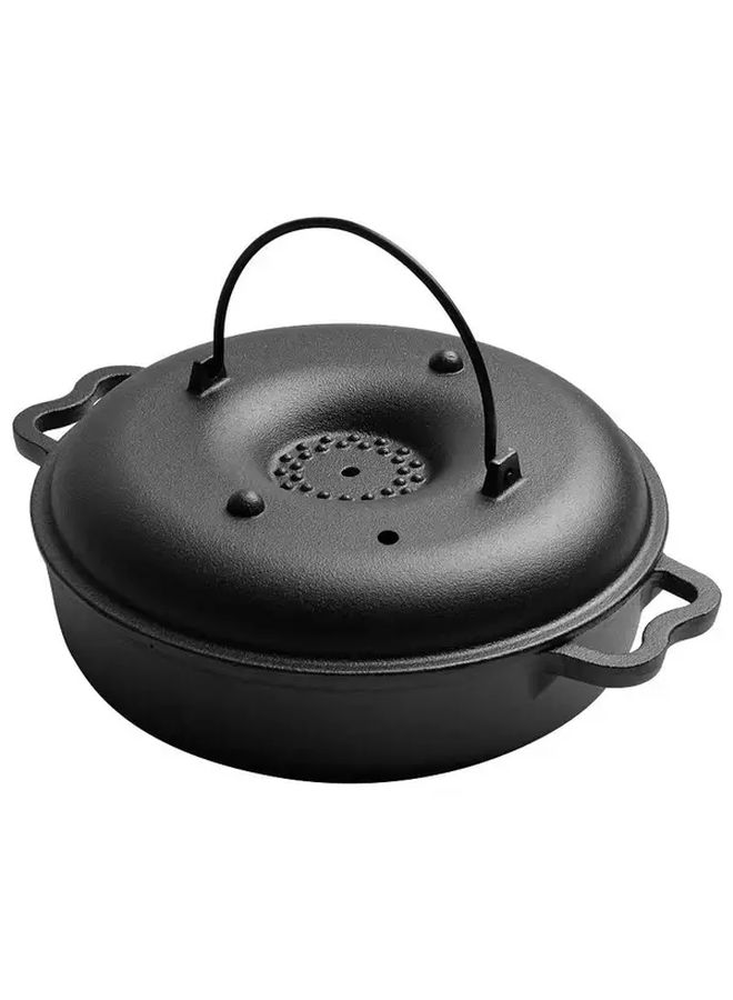 Medium Duty Cast Iron Roasting Pot With Lid And Hanging Hole Thickened Pig Iron Dutch Oven For Sweet Potatoes Corn And Potatoes 8.66 Inch Round Sweet Potato Pot Even Heat Distribution Induction Compatible Camping And Bbq Cookware - Image 5