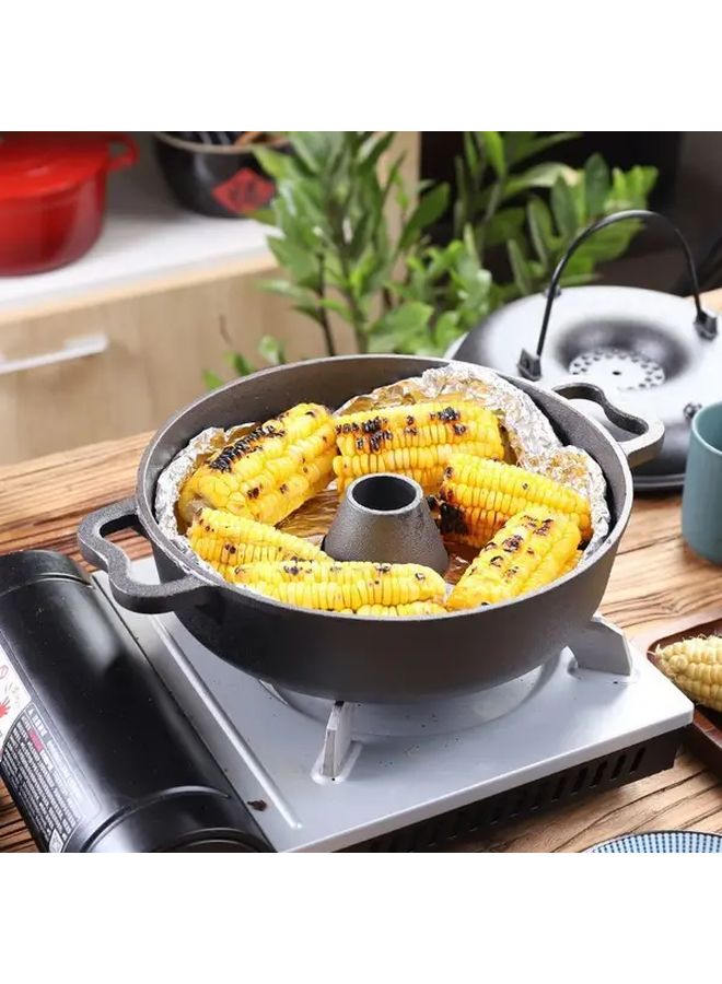 Medium Duty Cast Iron Roasting Pot With Lid And Hanging Hole Thickened Pig Iron Dutch Oven For Sweet Potatoes Corn And Potatoes 8.66 Inch Round Sweet Potato Pot Even Heat Distribution Induction Compatible Camping And Bbq Cookware - Image 4