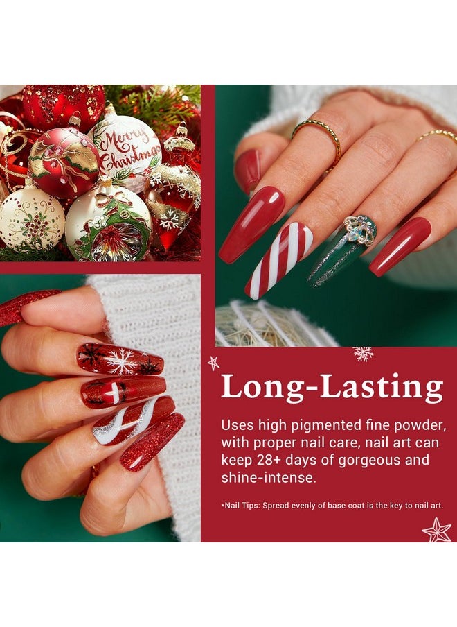 AZUREBEAUTY AZUREBEAUTY Christmas Dip Powder Nail Kit, 4 Colors Red Green Gold Glitter Dipping Powder System Liquid Set Recycling Tray, French Nail Art Base & Top Coat Activator DIY Salon.  - Image 5