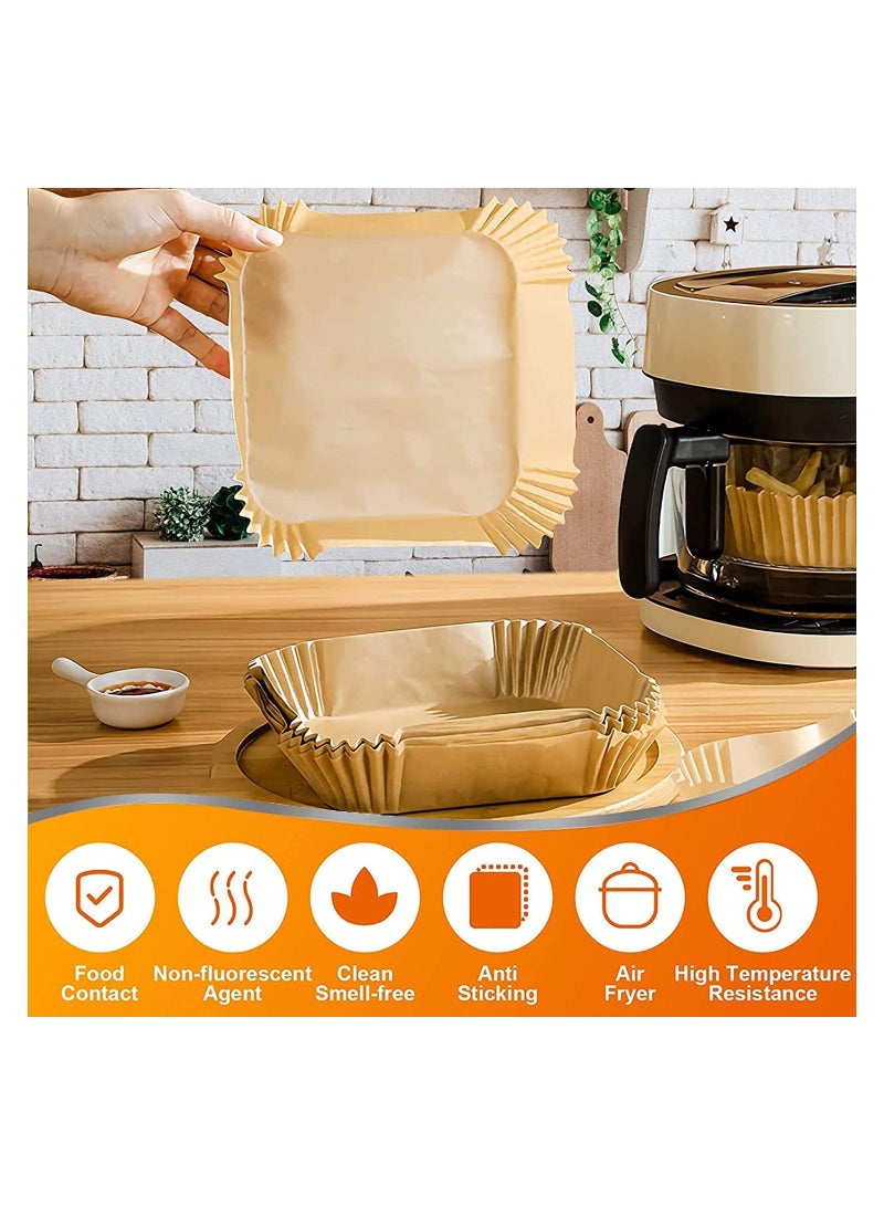 50 Pieces Food Grade Square Air Fryer Parchment Paper Waterproof Non-Stick Parchment Paper for Air Fryer Oven Baking - Image 3