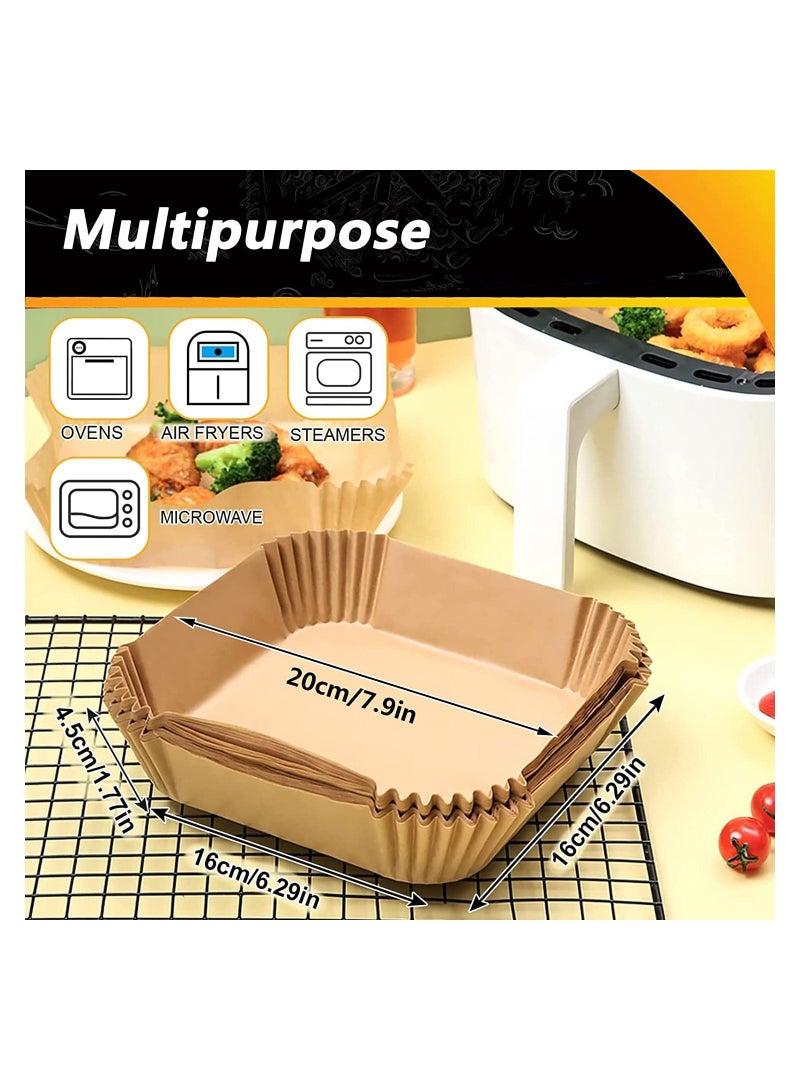 50 Pieces Food Grade Square Air Fryer Parchment Paper Waterproof Non-Stick Parchment Paper for Air Fryer Oven Baking - Image 2