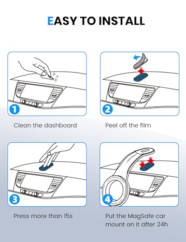 eSamcore [Size：2.83" X 1.77" 2 Pack Single-Sided 3M VHB Adhesive Pad with Loop Strip Replacement Only Compatible with Magsafe Car Mount Detachable【#253】 - Image 5