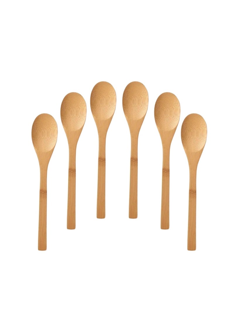 Liying 6Pcs Long Wooden Spoons, Wooden Spoon for Cooking, Kitchen Soup Mixing Baking - Image 1