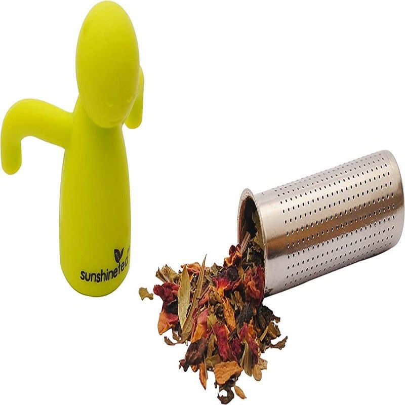 Sunshine Tea TEA GIFT BOX OF 2 - 40GM. JAR'S WITH TEA INFUSER ( Flavours in this Box : Tulsi Cough & Cold Tea and Ayurvedic Digestion Tea ) ( Infuser : - Food Grade, Green Color, Silicon Top & Food Grade Stainless Steel Bottom ) - Image 3