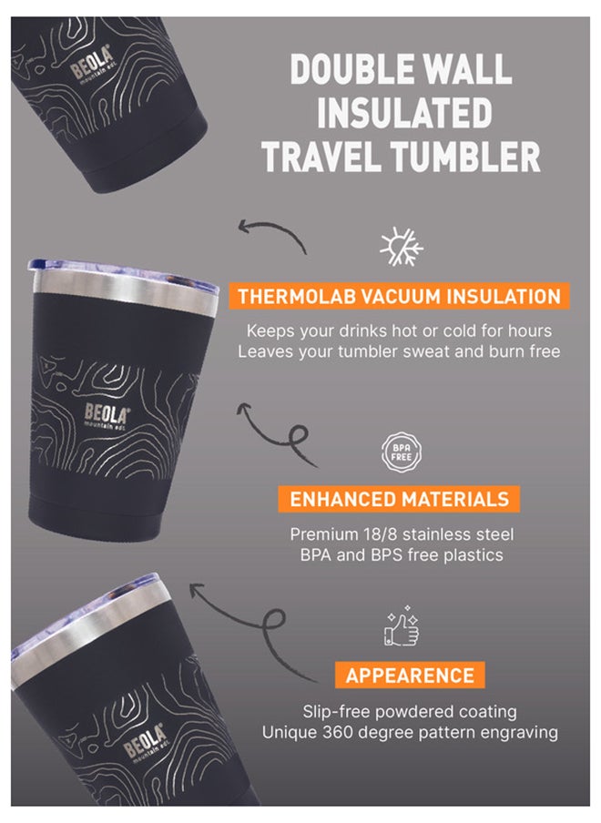BEOLA Insulated Coffee Mug Travel Tumbler - 350ml, Mountain Black  - Image 3