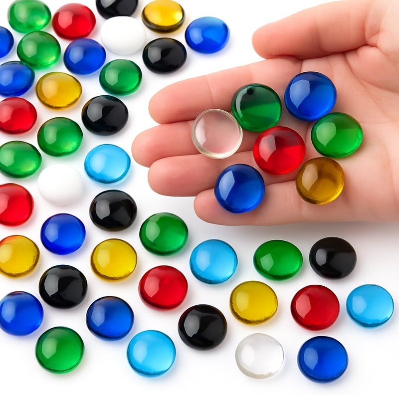 ARSUK Flat Glass Marbles Decorative Pebbles Mosaic Beads Gems Vase Fillers Floral Stones Aquarium Decor (5 LB, Mixed Pebbles) - Image 1