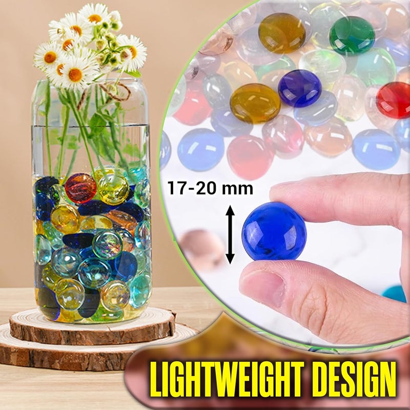 ARSUK Flat Glass Marbles Decorative Pebbles Mosaic Beads Gems Vase Fillers Floral Stones Aquarium Decor (5 LB, Mixed Pebbles) - Image 3