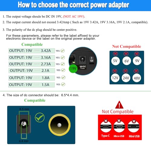 TKDY DC 19V Compatible for LG Monitor Power Cord UL Certificates, Replacement for 19Volt LG TV Power Supply 34" 32" 29" 27" 24" 23" 22" 20" 19" LED LCD Widescreen Ultrawide HDTV HD TV AC Power Adapter. - Image 3