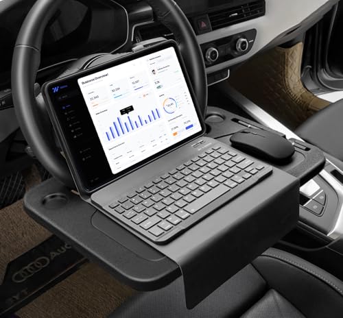 X XINDELL XINDELL Steering Wheel Tray - Food Tray for Eating & Laptop Holder Vehicle Travel Accessories, Front Seat Desk Car Organizer, Compatible with Honda, Jeep, Nissan, Ford, Truck & Van Interiors - Image 1