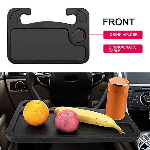 X XINDELL XINDELL Steering Wheel Tray - Food Tray for Eating & Laptop Holder Vehicle Travel Accessories, Front Seat Desk Car Organizer, Compatible with Honda, Jeep, Nissan, Ford, Truck & Van Interiors - Image 4