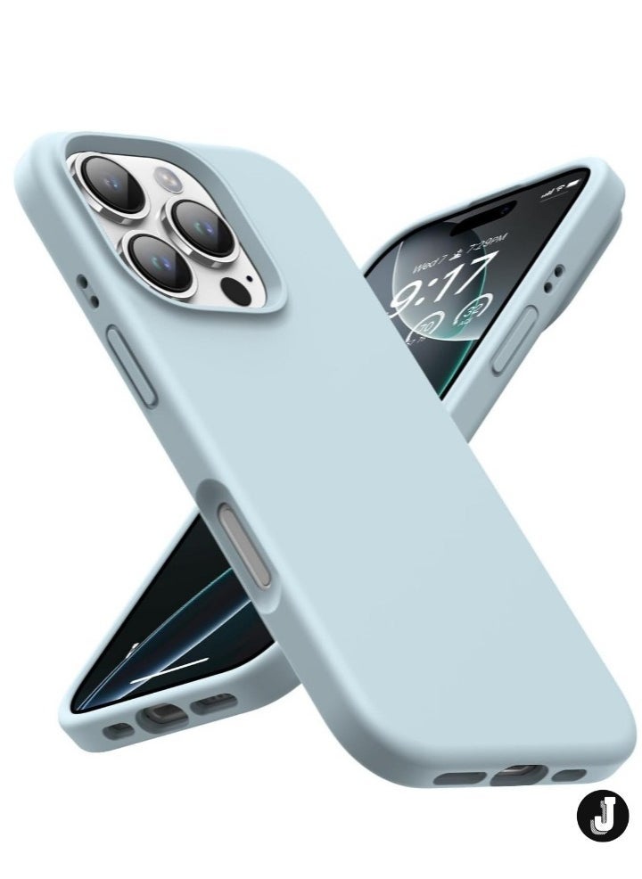 JAJEEK "Premium Soft Liquid Silicone Case for iPhone 16 Pro – Silky Soft Touch Full-Body Protective Bumper (Sky Blue)" - Image 1