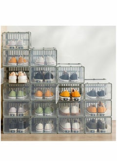 HomarKet 6 Packs Shoe Organizer Storage Boxes Clear Plastic Stackable Shoe Storage Bins with Drawers Lids  - Image 3