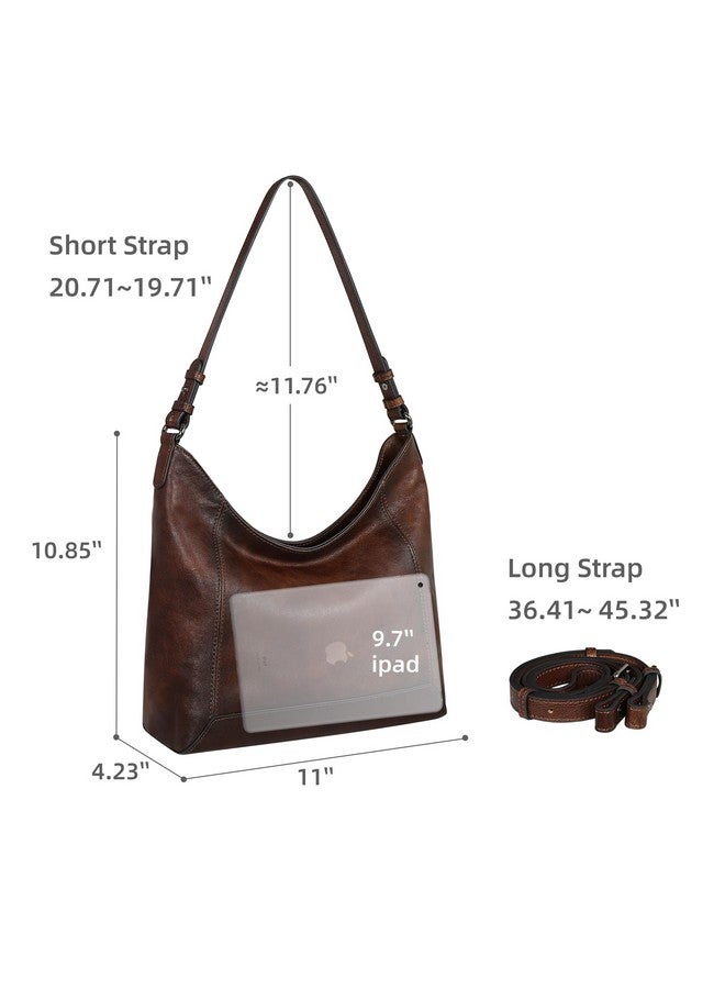 آي سوي حقائب كتف جلدية ريترو من Iswee للنساء، محافظ وحقائب يد، حقائب جلدية هوبو، حقائب كروس بودي للنساء، حقائب جيب يومية (قهوة) - Image 2