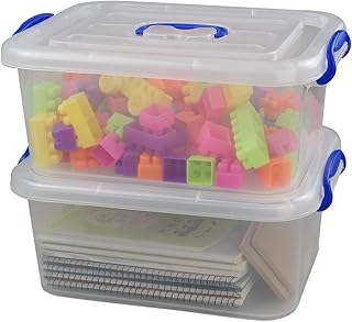 Eagrye 8 Quart Plastic Storage Latch Box, Clear Storage Bin Organizer with Handle, Set of 2 - Image 1