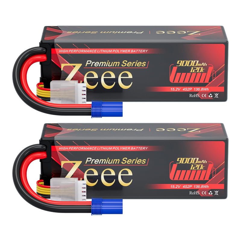 Zeee Zeee Premium Series 4S Lipo Battery 9000mAh 15.2V HV Lipo 120C Hard Case High Voltage Battery with EC5 Connector for RC Car RC Truck Tank Racing Models (2 Pack)  - Image 1