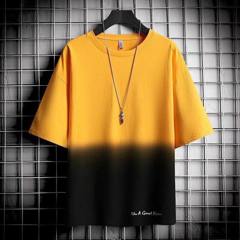 Gradient Short-Sleeved T-Shirt Men'S Summer 2024 Korean Style New Fashionable Teenagers Half-Sleeved Loose Half-Sleeved Shirt For Boys - Image 3