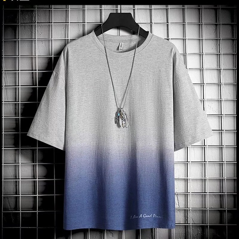 Gradient Short-Sleeved T-Shirt Men'S Summer 2024 Korean Style New Fashionable Teenagers Half-Sleeved Loose Half-Sleeved Shirt For Boys - Image 5