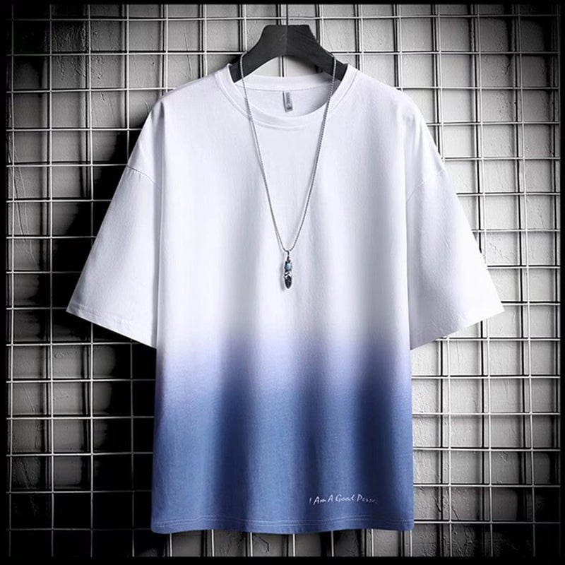 Gradient Short-Sleeved T-Shirt Men'S Summer 2024 Korean Style New Fashionable Teenagers Half-Sleeved Loose Half-Sleeved Shirt For Boys - Image 4