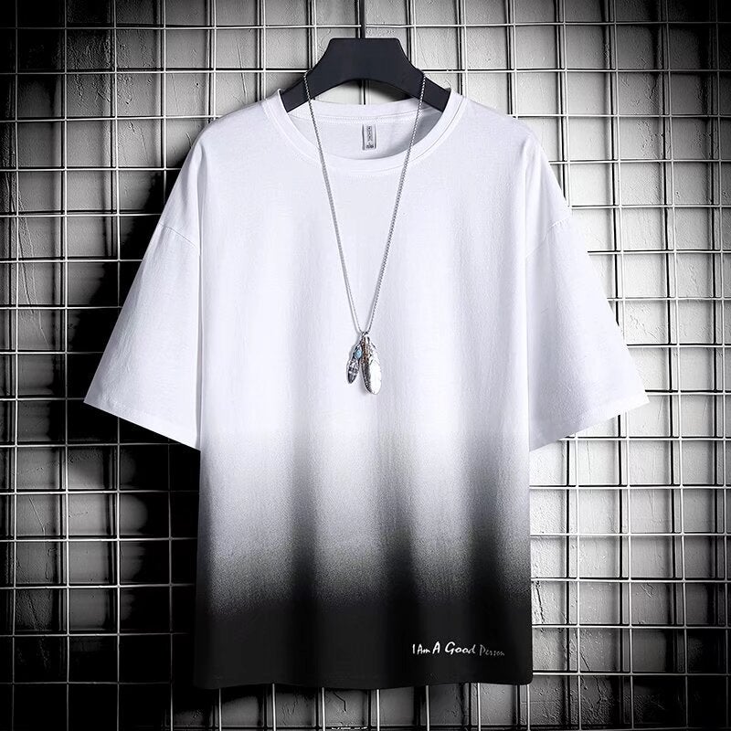 Gradient Short-Sleeved T-Shirt Men'S Summer 2024 Korean Style New Fashionable Teenagers Half-Sleeved Loose Half-Sleeved Shirt For Boys - Image 1