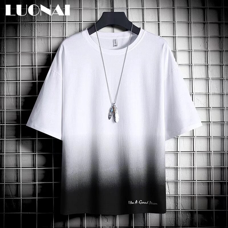 Gradient Short-Sleeved T-Shirt Men'S Summer 2024 Korean Style New Fashionable Teenagers Half-Sleeved Loose Half-Sleeved Shirt For Boys - Image 2