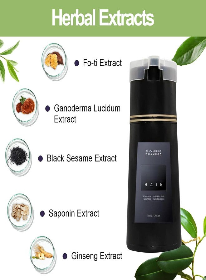 Aseawave Hair Dye Shampoo 3 in 1 for Gray Hair, Shampoo Black Hair Dye for Women Men, Grey Coverage Shampoo 200ml (Black, M) - Image 3