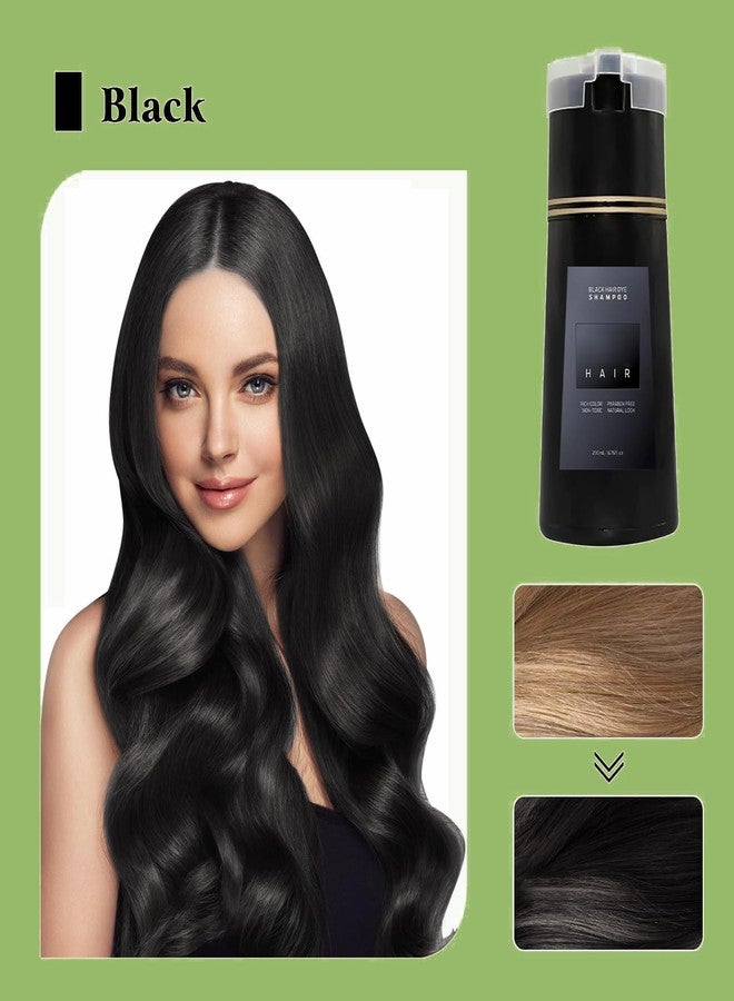 Aseawave Hair Dye Shampoo 3 in 1 for Gray Hair, Shampoo Black Hair Dye for Women Men, Grey Coverage Shampoo 200ml (Black, M) - Image 2